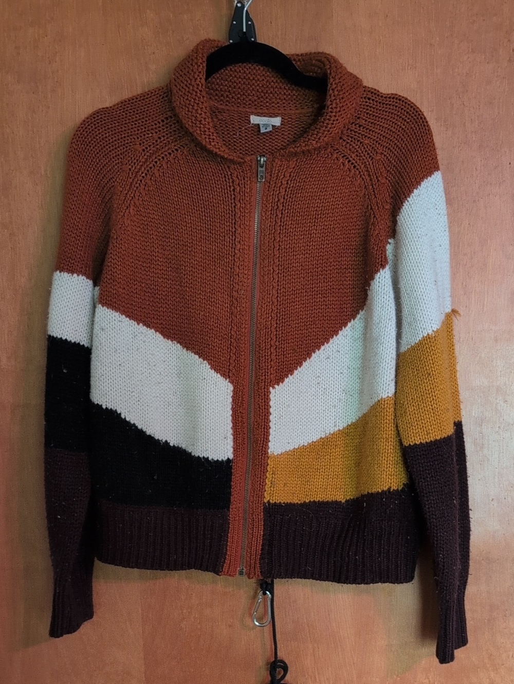 Ecote Heavy Knit Sunset Color Block Women's Sweater Jacket